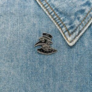 🤩Plague Doctor Black Brooch Pin Enamel Metal Badges Lapel Brooch Crow Raven🤩